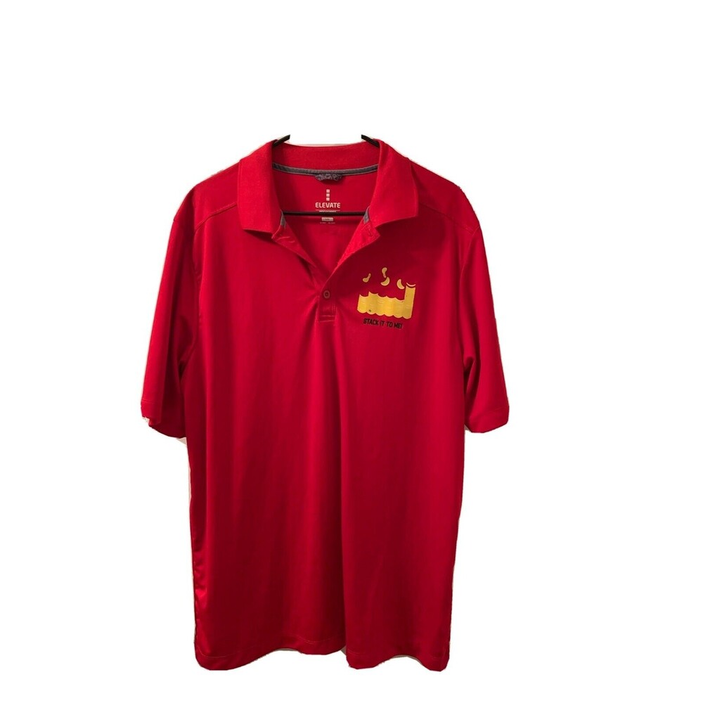 ELEVATE Pringles Potato Chips Men's Red Short Sleeve Polo Shirt Size Large